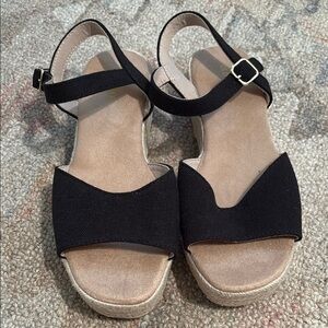 Old Navy Black Espadrille Shoes with Adjustable Ankle Strap
